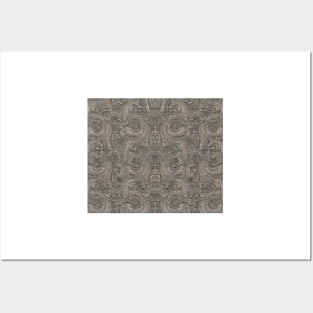 Grayscale Aesthetic Fractal Swirls - Black and White Abstract Artwork Posters and Art